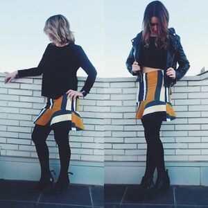 Chic Women's Yellow and Blue Mini Skirt